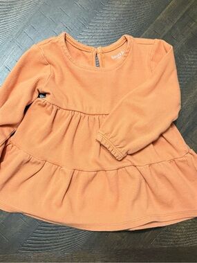 Long Sleeve Tiered Dress in Rust Orange